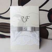 Lace Invitation Card Pocket Wedding Invitation Business Card Customized 