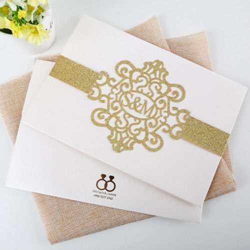 Customized Invitation Card Foiling Wedding Card Glitter Paper Tape 