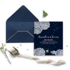 Customized Invitation Card Latest Wedding Card Thank You Card Dark Blue