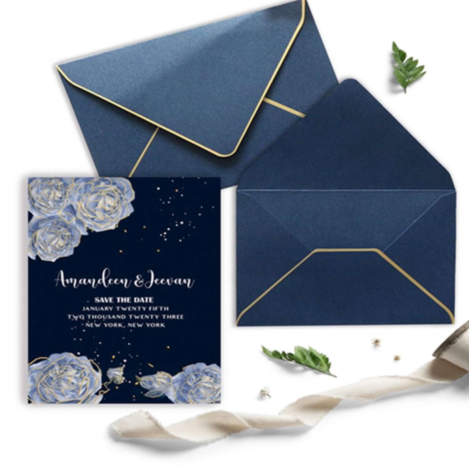 Customized Invitation Card Latest Wedding Card Thank You Card Dark Blue