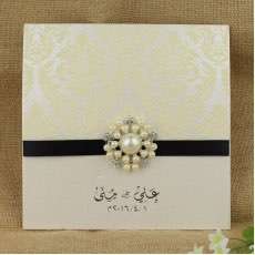 Flocked Invitation with Buckle Decoration Square Foiling Card Customized 
