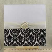 Black Flocked Invitation Card with Buckle Decoration Greeting Card Customized