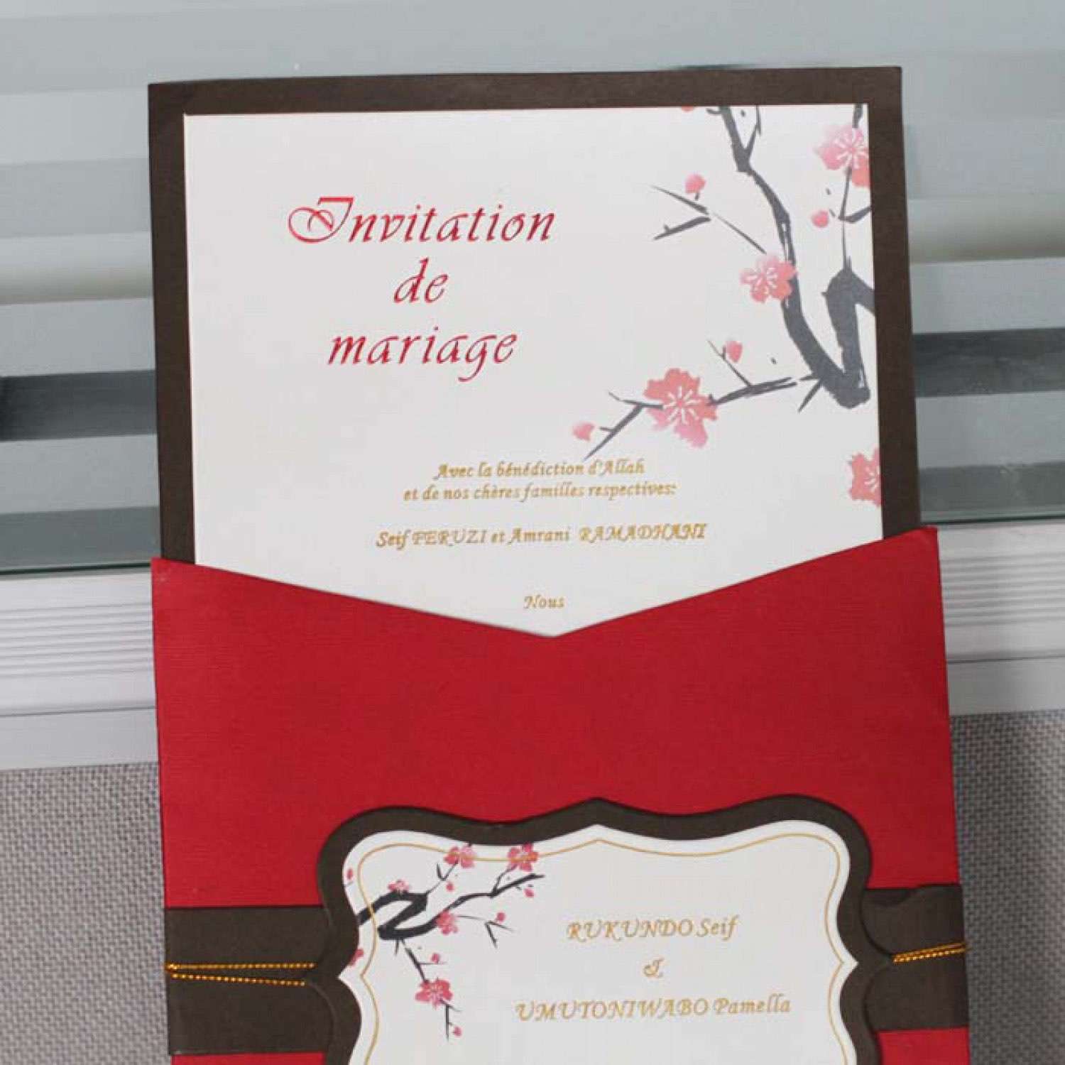 Red Pocket Wedding Invitation Card Foiling Printing Customized Chinese Style