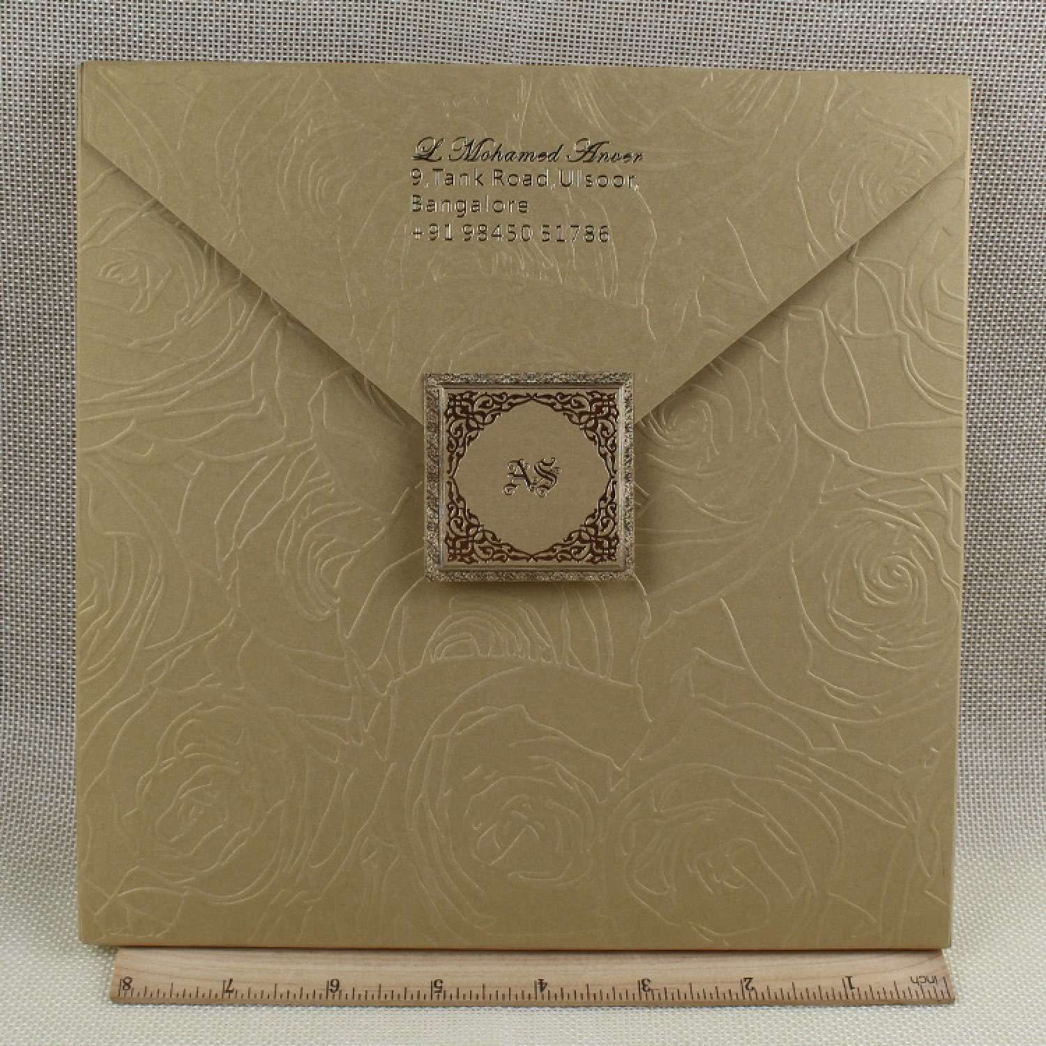 Gold Invitation Card Wedding Invitation Customized Square Card Half Fold