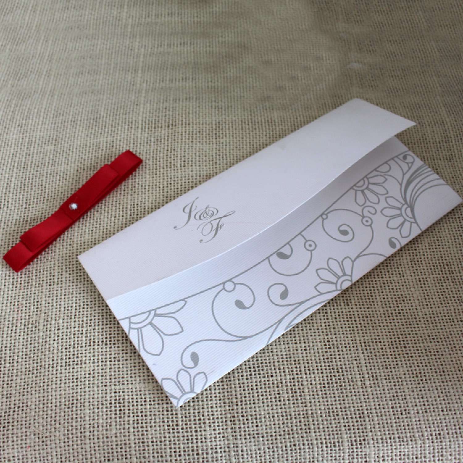 Rectangle Invitation with Ribbon Bow Invitation Card Customized Content