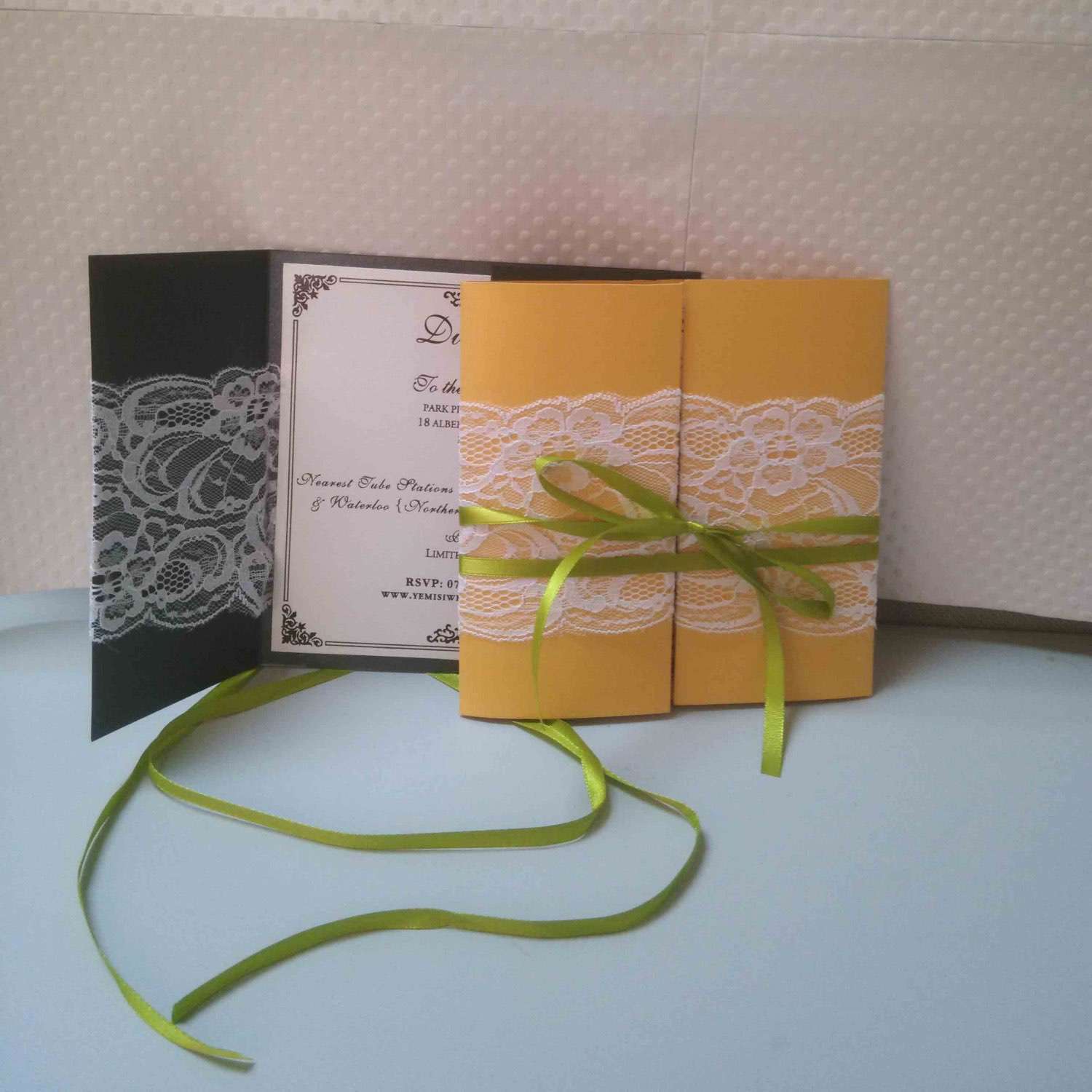 Gate Fold Lace Invitation Card Chinese Style Wedding Card Customized 