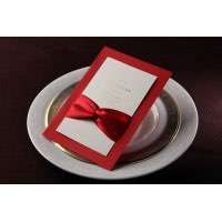 Half Fold Wedding Invitation with Ribbon Decoration Foil Printing Customized 