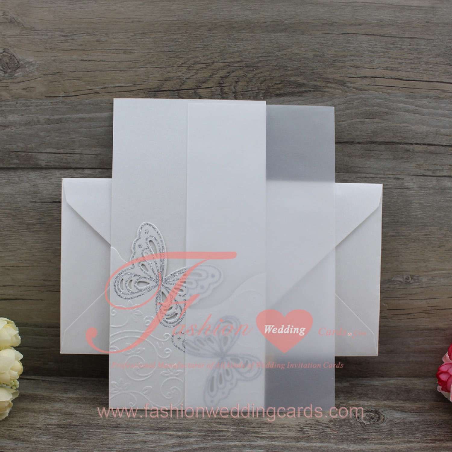 Online Pocket Wedding Invitations with Butterfly