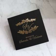 Scroll Invitation Card, Black Wedding Invitation, Foiling Printing